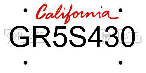 GR5S430 California License Plate