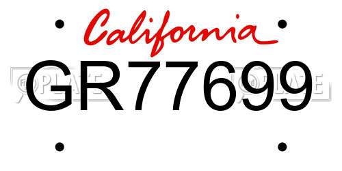 GR77699 California License Plate