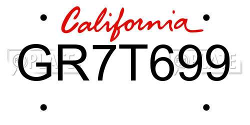 GR7T699 California License Plate