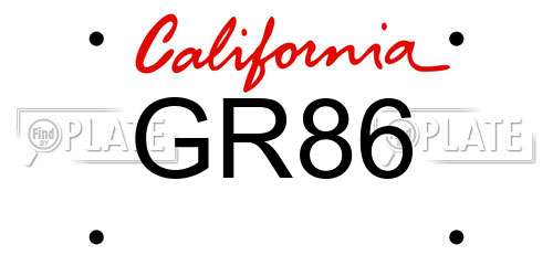 GR86 California License Plate