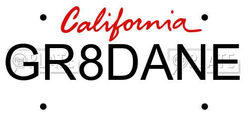 GR8DANE California License Plate