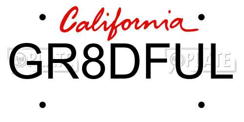 GR8DFUL California License Plate