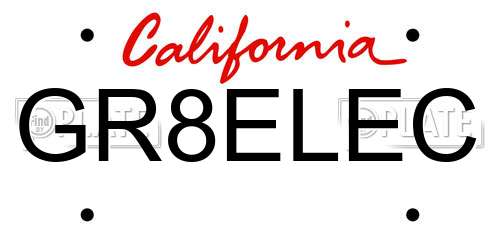GR8ELEC California License Plate