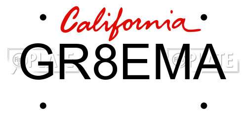 GR8EMA California License Plate