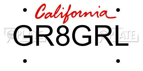 GR8GRL California License Plate