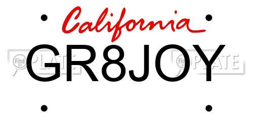 GR8JOY California License Plate