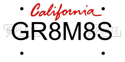 GR8M8S California License Plate