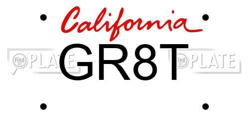 GR8T California License Plate