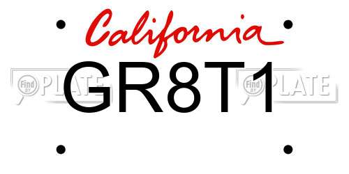 GR8T1 California License Plate