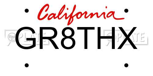 GR8THX California License Plate