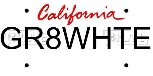 GR8WHTE California License Plate