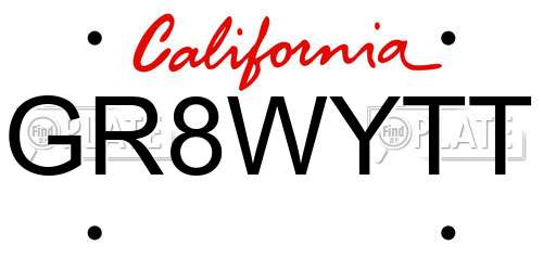 GR8WYTT California License Plate