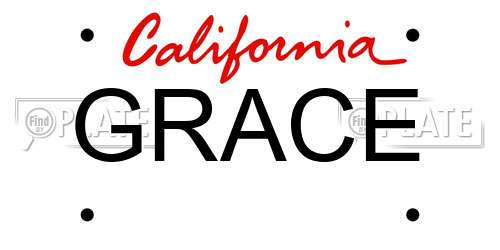 GRACE California License Plate
