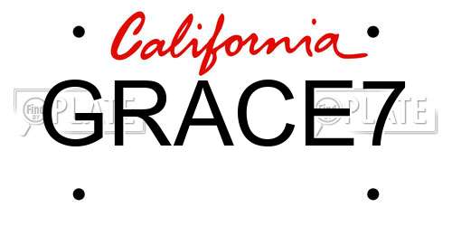 GRACE7 California License Plate