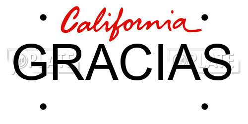 GRACIAS California License Plate