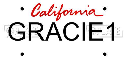 GRACIE1 California License Plate