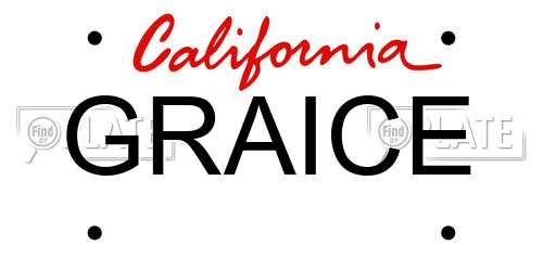 GRAICE California License Plate