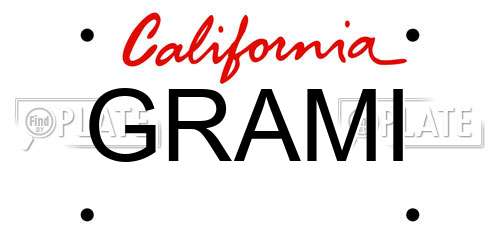 GRAMI California License Plate