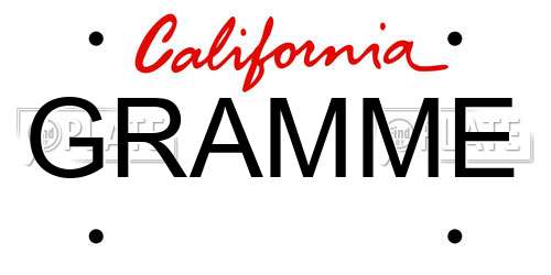GRAMME California License Plate