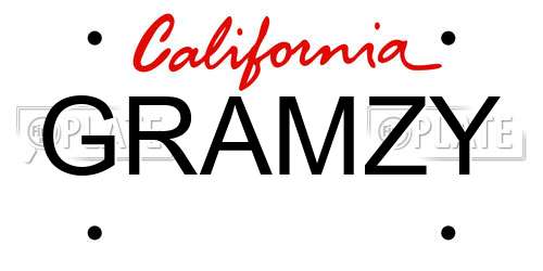 GRAMZY California License Plate
