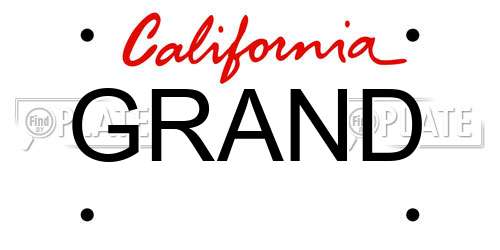 GRAND California License Plate