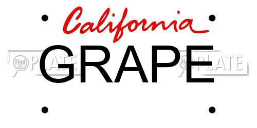 GRAPE California License Plate