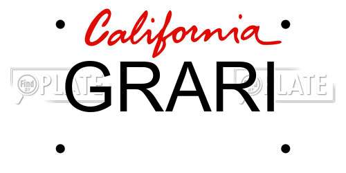 GRARI California License Plate