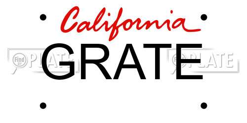 GRATE California License Plate