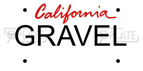 GRAVEL California License Plate