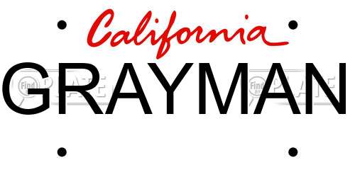 GRAYMAN California License Plate