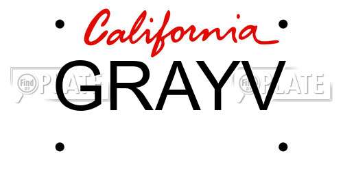 GRAYV California License Plate