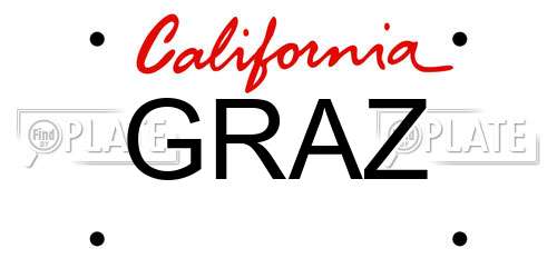 GRAZ California License Plate