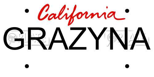 GRAZYNA California License Plate
