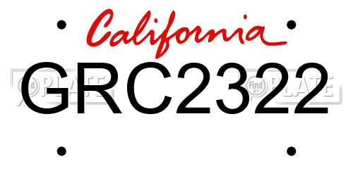 GRC2322 California License Plate