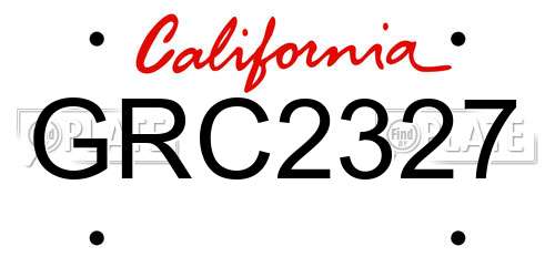 GRC2327 California License Plate
