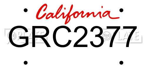 GRC2377 California License Plate