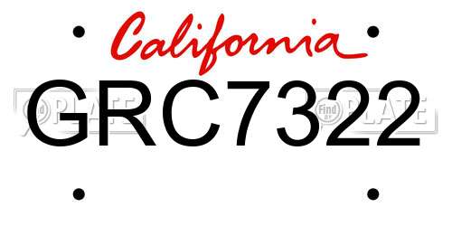 GRC7322 California License Plate