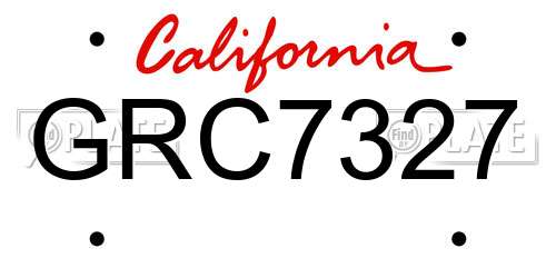 GRC7327 California License Plate