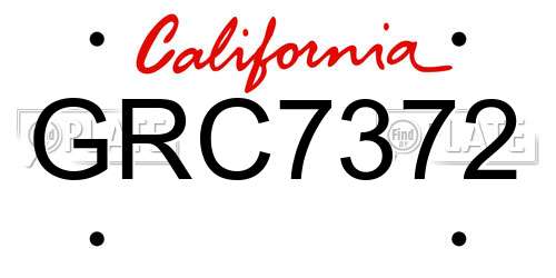 GRC7372 California License Plate