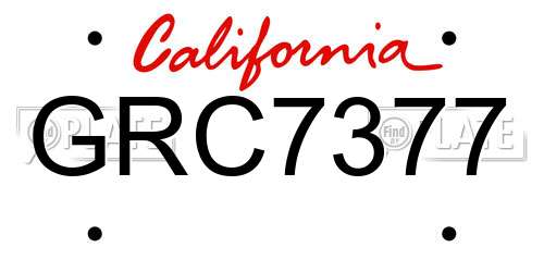 GRC7377 California License Plate