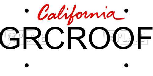 GRCROOF California License Plate