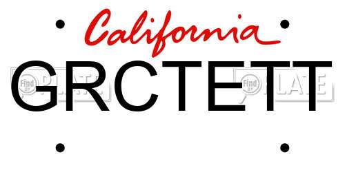 GRCTETT California License Plate