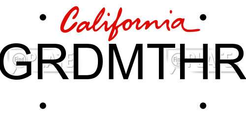 GRDMTHR California License Plate