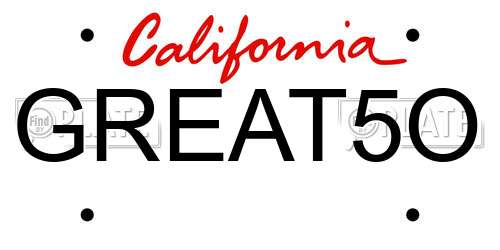 GREAT5O California License Plate