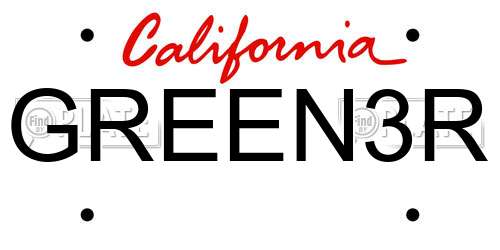 GREEN3R California License Plate