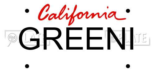 GREENI California License Plate