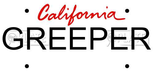 GREEPER California License Plate