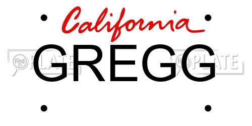 GREGG California License Plate