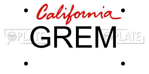 GREM California License Plate