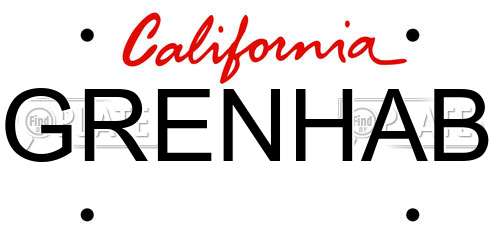 GRENHAB California License Plate